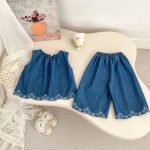 【73-120cm】セットアップ ベビー 女の子 デニムトップス＆パンツ ノースリーブ - 画像 (7)