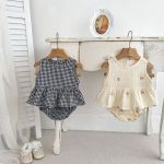 【66-100cm】セットアップ ベビー 刺繍 チェック ノースリーブ - 画像 (7)
