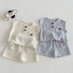 【73-110cm】セットアップ ペット柄 ノースリーブ 着心地良い 子供服 - 画像 (7)