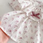 【66-90cm】セットアップ ブラウス＆サロペットロンパース フリル襟 小花柄 - 画像 (9)