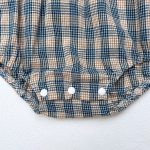 【66-90cm】ロンパース ベビー 肩フリル レース 丸襟 チェック - 画像 (7)