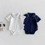 【66-90cm】ロンパース ベビー 半袖 ポロデザイン シンプル - 画像 (14)