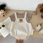 【66-90cm】セットアップ 熊さん 可愛い サロペット＆Ｔシャツ - 画像 (9)