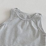 【66-90cm】二点セット 刺繍サロペット＆ボーダータンクトップ - 画像 (10)
