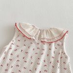 【66-90cm】カバーオール ベビー 女の子 丸襟 蝶結び 総柄 - 画像 (10)