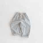 【73-120cm】ロングパンツ ストライプ柄 リネン コットン - 画像 (4)