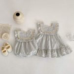 【66-130cm】ロンパース or ワンピース  ベビー 女の子 ストライプ フリル - 画像 (4)