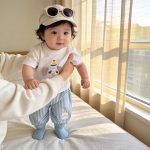 【80-120cm】セットアップ ゾウ柄 シャツ＆ストライプパンツ - 画像 (9)