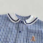 【66-90cm】ロンパース クマロゴ チェック セーラー 可愛い ベビー服 - 画像 (8)