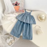 【73-120cm】デニムセットアップ  ベビー 女の子 フラワー 刺繍 - 画像 (5)