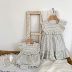 【66-130cm】ロンパース or ワンピース  ベビー 女の子 ストライプ フリル - 画像 (12)