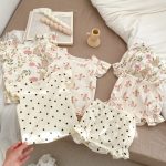 【66-100cm】セットアップ ベビー フリル袖トップス＆レースショートパンツ - 画像 (14)