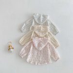 【73-110cm】カーディガン 小花柄 可愛い フード付き - 画像 (10)