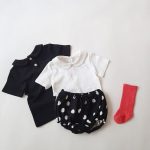 【66-100cm】Tシャツ or ショートパンツ ベビー 無地 ドット&チェック柄 - 画像 (3)