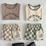 【73-100cm】セットアップ ベビー クマ柄 チェック カジュアル - 画像 (3)