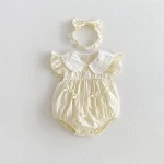 【66-140cm】 ロンパース or ワンピース ベビー フリル袖 リボン付き - 画像 (16)