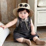 【73-100cm】セットアップ ヒョウ柄 サロペット＆シャツ 可愛い - 画像 (3)