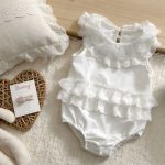【66-90cm】ロンパース ホワイト レース ノースリーブ ベビー服 - 画像 (6)