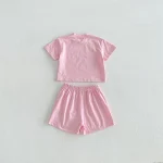 【80-130cm】セットアップ ベビー 男女兼用 リボン プリント - 画像 (6)