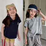 【80-130cm】半袖Ｔシャツ 女の子 POLOネック 韓国風