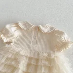 【66-90cm】ロンパース ベビー 女の子 丸襟 レース - 画像 (12)