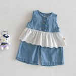 【予約販売】【73-120cm】セットアップ デニム ノースリーブ 着心地良い - 画像 (3)