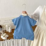 【66-90cm】デニムロンパース ペット柄 ベビー服 - 画像 (4)