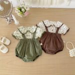 【66-100cm】二点セット シャツ＆サロペット フラワー 可愛い - 画像 (8)