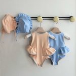 【66-90cm】水着 帽子付き フリル シンプル
