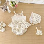 【66-90cm】セットアップ キャミソール＆ブルマ＆帽子 クリーム おしゃれ - 画像 (7)
