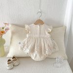 【66-90cm】ロンパース ベビー おしゃれ 肩フリル レース - 画像 (7)