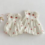 【66-110cm】ロンパース/ワンピース チェリー柄 姉妹服 おしゃれ - 画像 (2)