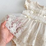 【66-90cm】ロンパース ベビー おしゃれ 肩フリル レース - 画像 (6)