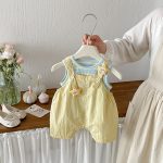 【66-90cm】セットアップ イエロースター サロペット＆シャツ - 画像 (5)