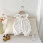 【66-90cm】オールインワン フリル ホワイト シンプル ベビー服