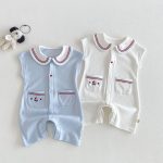 【66-90cm】オールインワン ダブルポケット セーラー 可愛い ベビー服 - 画像 (3)