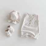 【66-90cm】ロンパース ストライプ ノースリーブ ベビー服
