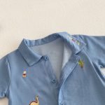 【66-90cm】デニムロンパース 恐竜刺繡 肌に優しい ベビー服 - 画像 (8)