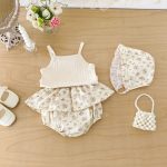 【66-90cm】セットアップ キャミソール＆ブルマ＆帽子 クリーム おしゃれ - 画像 (10)