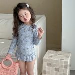 【80-130cm】水着 長袖 ラッシュガード UVカット 花柄 - 画像 (5)