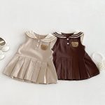 【73-110cm】ワンピース クマセーラー ノースリーブ 女の子 シンプル - 画像 (2)