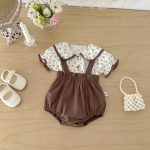 【66-100cm】二点セット シャツ＆サロペット フラワー 可愛い - 画像 (9)