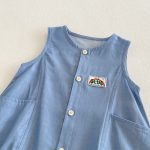 【66-90cm】サロペット ポケット付き ブルー シンプル 可愛い - 画像 (8)