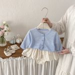 【73-100cm】セットアップ ブルーカーディガン＆花柄ブルマ おしゃれ ベビー服 - 画像 (3)