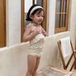 【80-130cm】水着 透かし彫りデザイン ストラップ スイムウェア - 画像 (8)