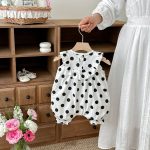 【66-90cm】ロンパース ノースリーブ ドット 可愛い ベビー服 - 画像 (5)