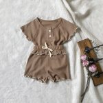 【73-100cm】ルームウェア セット ワッフル生地 着心地良い - 画像 (6)