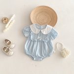 【66-90cm】ロンパース リボン付き ブルー 可愛い 女の子 - 画像 (3)