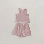 【80-130cm】セットアップ ベビー ボーダー ノースリーブ 着心地抜群 - 画像 (7)