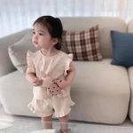 【73-100cm】セットアップ ベビー リボン フリル - 画像 (4)